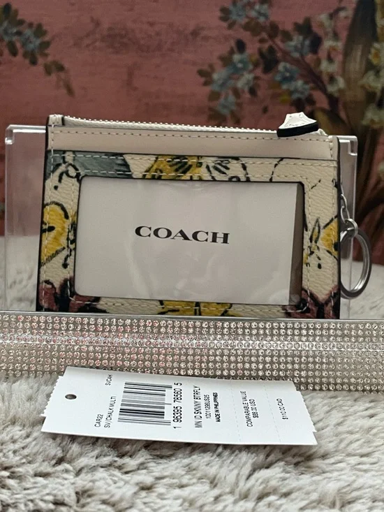Coach Butterfly Print Card Case with Key Ring - Picture 4 of 10